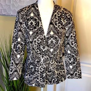 7th Avenue NY&C Black and White Paisley Blazer